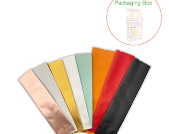 Bolsas de aluminio mate de doble cara, con adhesivos, para envasado de alimentos, con sellado térmico, aptas para alimentos (100 bolsas + 10 cajas de regalo con confeti)