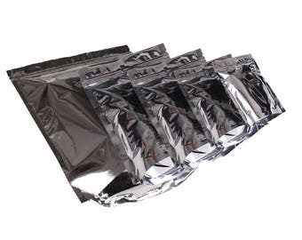 C310 - Bolsa de aluminio metalizado plateado brillante de doble cara, resellable, para almacenar alimentos (paquete de 100 bolsas)