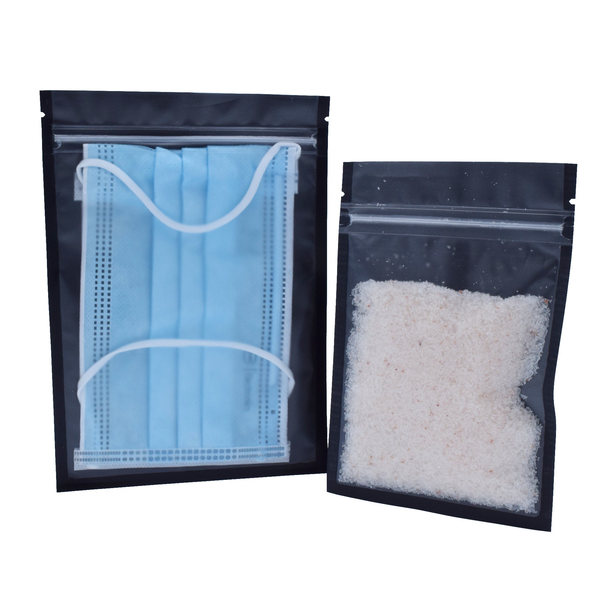 C230- Translucent Front Black Flat Press Zip Seal Poly Plastic