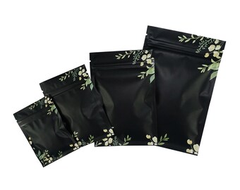 C258-03 QQ Studio - Bolsas de fiesta de orquídea negra, bolsas de regalo de papel de aluminio negro, bolsas de regalo diseñadas para cumpleaños
