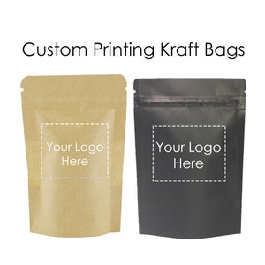 C328- 1000 Personalization Custom Logo Printing Food Grade Kraft Paper Windowed Packaging Bags with Resealable Zip and Translucent Window