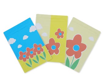 100 bolsas de papel de aluminio metalizado con estampado floral para alimentos, refrigerios y dulces.