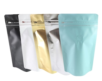 25pcs Resealable Coffee Bags with Degassing Valve, Foil Bags for Coffee Beans, Pull Tab Zip Seal Stand Up High Barrier Pouch