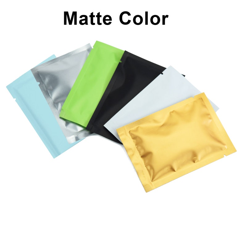 May include: Five different colored matte pouches, including light blue, green, black, white, and gold.