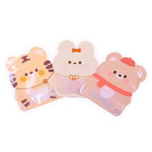 C385- QQ Studio - Bolsas de plástico para galletas con adorables animales de conejo, tigre y oso, de 18 x 22 cm, para guardar golosinas y regalos resellables (50 o 100 bolsas)