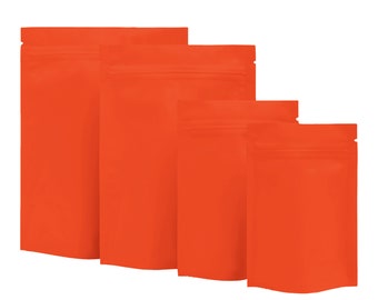 C302-19 QQ Studio Red Foil Packaging Bags, Red Mylar Treat Bags, Resealable Zipper Bags, Stand Up Pouches