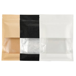 C220- Flat Color Kraft Paper Resealable Zipper Seal Bags w/ Clear Window (100 Bags/Pack)