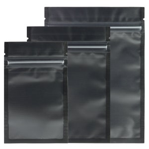 C230- Translucent Front Black Flat Press Zip Seal Metallized Foil Packaging Bags (100 Bags/Pack)