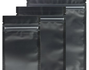 C230 - Sacs d&#39;emballage en plastique poly plastique transparent noir à fermeture éclair plate (100 sacs/paquet)