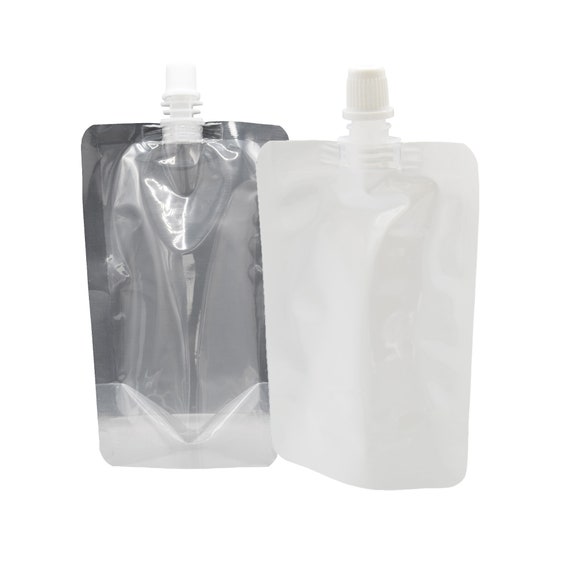Pack of 50 Screw Cap Plastic Flask Drinking Pouch W/ Complementary Funnel 