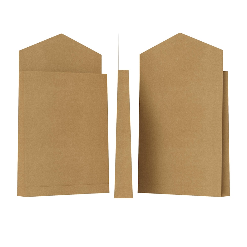 K&ouml;nnte beinhalten: Drei braune Papierumschl&auml;ge, einer steht aufrecht und zwei liegen flach.