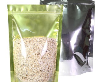 C304 Bolsa resellable de papel metalizado transparente/color