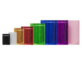 100 PCS Single-Sided Glossy Colored Stand-Up Resealable Zipper Seal Packaging Bags for Freeze Dried Candies, Beauty Squeeze Melt Packaging