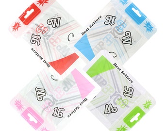 C243- Pack of 100 Clear Window White Boarder with Color Design Print "NEW" Flat Resealable Zip Bags w/ Butterfly Hang-Hole