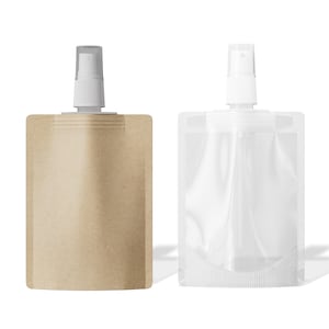 QQ Studio Pack of 50 Small Travel Size Spout Fine Mist Spray Bottle, Refillable Liquid Pouch for Facial Moisturizer, Hair Spray, Perfume