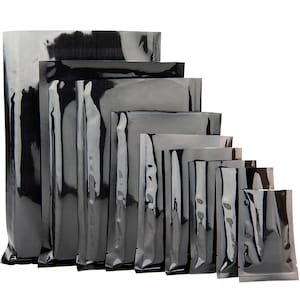 1109-1181- Clear and Black Plastic Open Top Bags Pouches Snack Pack Food Saver Vacuum Heat Sealable (100 Bags/Pack)