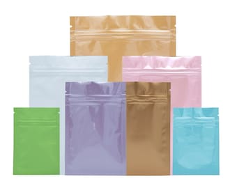 C221-222- QQ Studio Pastel Color QuickQlick™ Flat Beauty Cosmetic Storage Pouch Bag, Heat Sealable with Tear Notch (100 Bags/Pack)