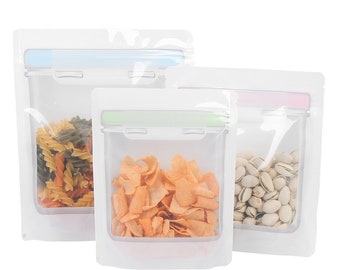 C376- QQ Studio Craft Bag for Supplies, Pink Green or Blue Plastic Bag, Stand Up Zip Seal Packaging (100 Bags/Pack)