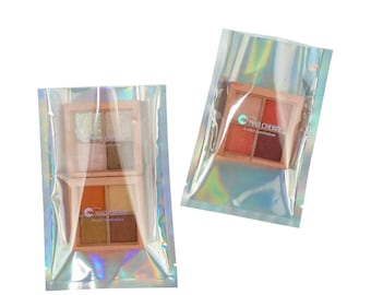 C101- Bolsas de aluminio arcoíris a granel de QQ Studio, bolsas iridiscentes para uñas postizas, envases holográficos para brillo labial.