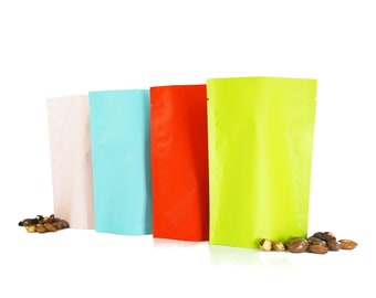 QQ Studio 3.94" x 5.91" Stand Up Snack Bags, Mylar Treat Packaging, Open Top Foil Candy Sample Bags