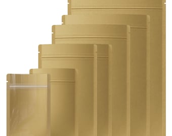 100 bolsas resellables QuickQlick planas de papel kraft y ventana transparente con esquinas redondeadas para pequeñas empresas