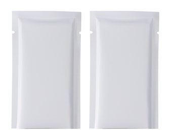 Lot de 100 sachets QQ Studio, barres énergétiques blanc mat, fond ouvert, thermoscellables avec encoche