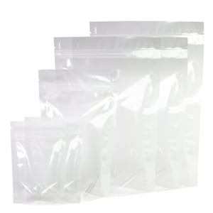 100 Pack - CleverDelights Silver/Clear Stand-up Pouches - 4 inch x 6 inch x 2 inch - 2oz