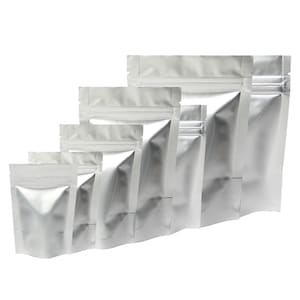 C308- Matte Silver Thick Heavy-Duty Aluminum Foil Resealable Stand Up Bag (100 Bags/Pack)