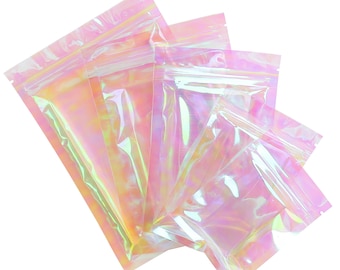 QQ Studio Holographic Plastic Bags for Lip Gloss, QuickQlick™ Eyelash Bags with Zipper Seal (Pack of 100 Bags)