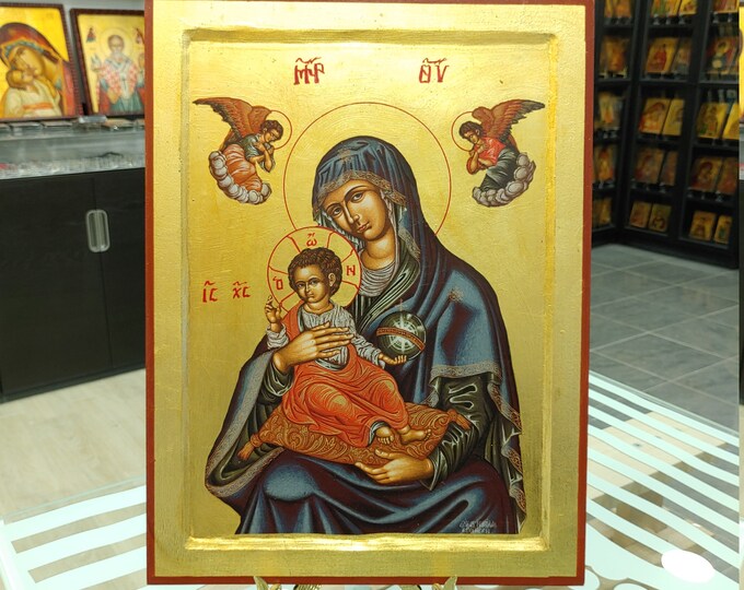 Mother of God Eleousa Greek Orthodox Handmade Icon