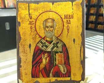 Saint Nicholas Hand Painted Greek Orthodox Icon