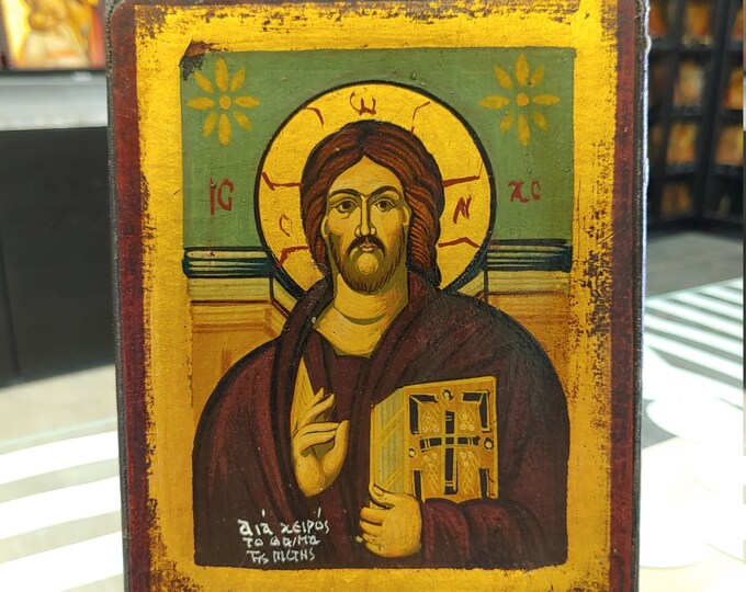 Jesus Christ Hand Painted Greek Orthodox Icon