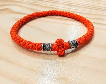 50 Knots Handmade Thick Prayer Rope Komboskini Bracelet, Sterling Silver Beads Chotki Brojanica