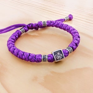 Christian Prayer Rope Komboskini Bracelet, Sterling Silver Prayer Rope, Holy Patrons Bracelet, Orthodox Jewelry, St Nicholas, Angel Guard