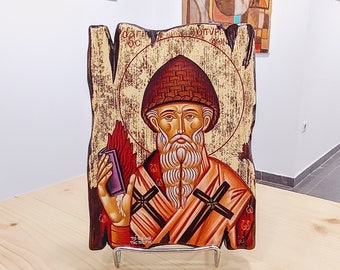 Saint Spyridon Corfu Christian Icon, Greek Orthodox Hand painted Icon