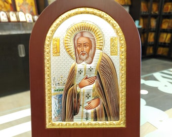 Saint Seraphim Sarof Silver Handmade Orthodox Icon