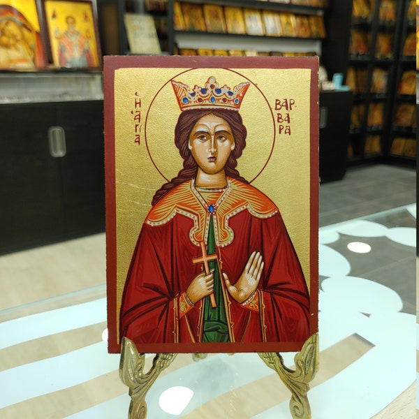 Saint Barbara Varvara Greek Orthodox Handmade Icon