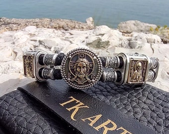 Jesus Christ Saint Spyridon Saint Nicholas 14K Gold Sterling Silver Exclusive Prayer Rope Bracelet