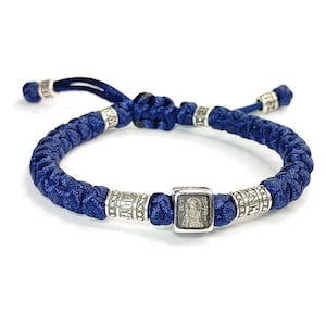 Christian Prayer Rope Komboskini Bracelet, Sterling Silver Prayer Rope, Holy Patrons Bracelet, Orthodox Jewelry, St Spyridon, St Matrona