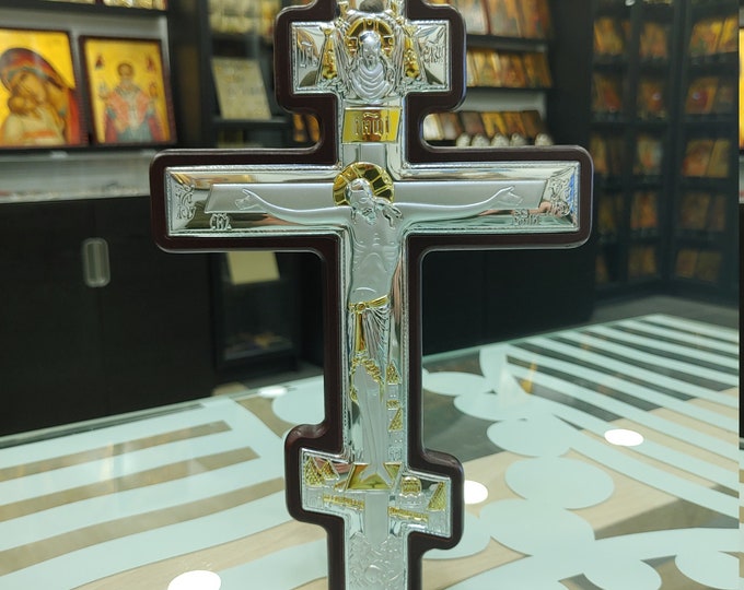 Silver Orthodox Wall Crucifix, Silver Catholic Crucifix for Priest, Silver Orthodox Cross, Silver Catholic Cross, Wall Silver Greek Cross