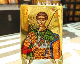 Saint Dimitrios 24k Gold Hand Painted Orthodox Icon