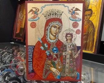 Mother of God Everlasting Rose Handmade Greek Orthodox Icon