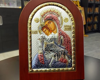 Mother of God Kykkou Silver Icon Orthodox Handmade Icon