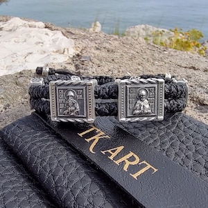 Exclusive Prayer Rope Bracelet with Saint Spyridon and Saint Nicholas Sterling Silver beads