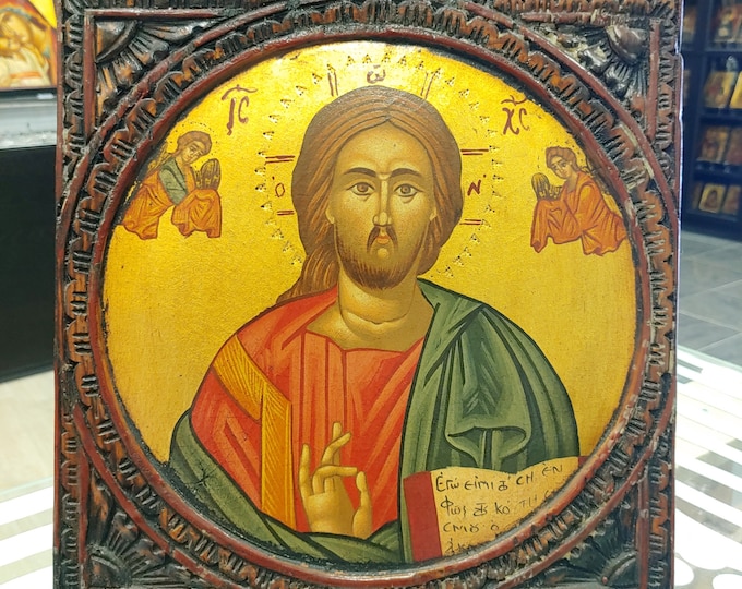 Jesus Christ Pantokrator Hand Painted Orthodox Icon