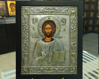 Jesus Christ Silver Greek Orthodox Icon