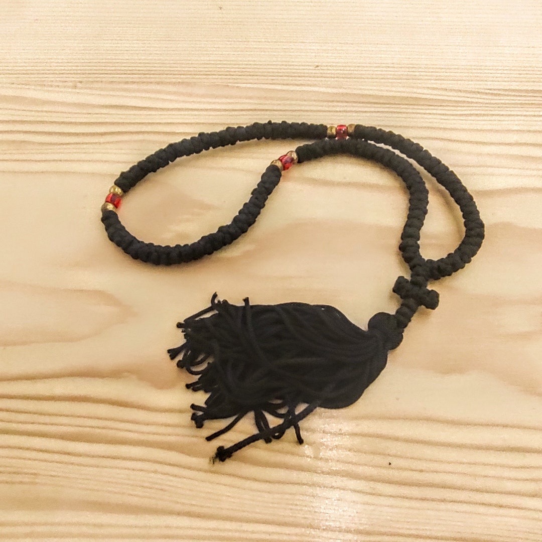 Orthodoxe Gebetsschnur Komboskoini - Eichenholz Chotki Mit 100 Knoten & Kreuz