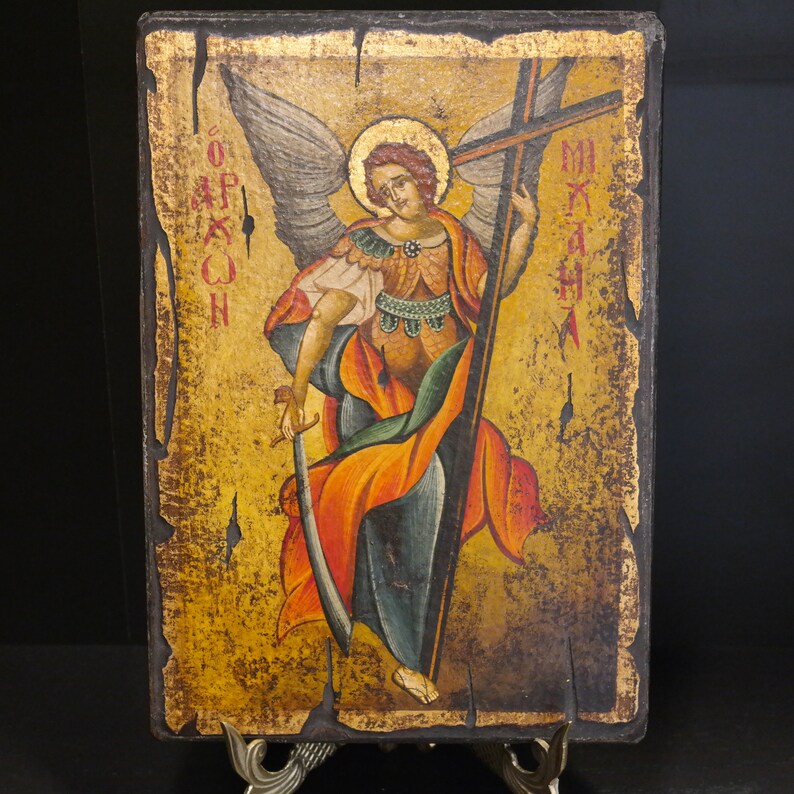 Archangel Michael Greek Orthodox Hand Painted Icon image 0