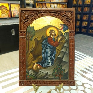 Byzantine icon of Jesus Christ Hand painted Icon, Greek Orthodox Icon, Handcrafted Christian Icon