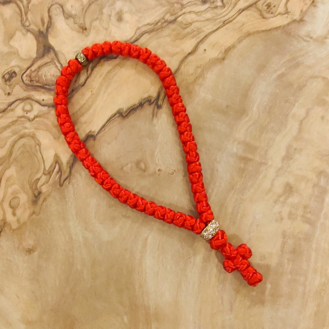 Handmade 50 Knots Christian Prayer Rope, Greek Orthodox Komboskini